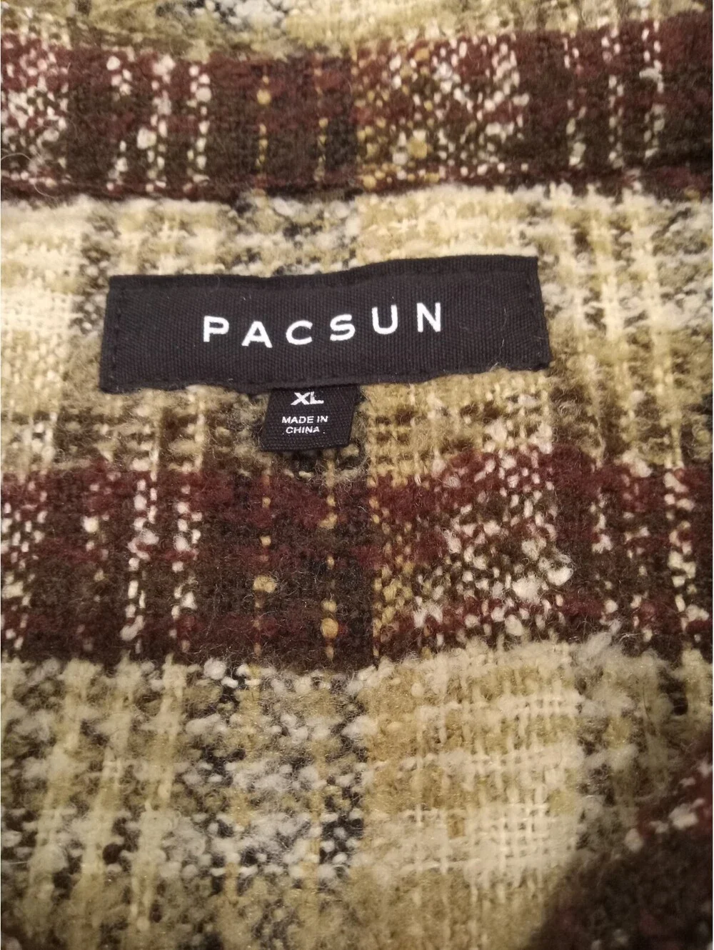 PacSun Oversized Shacket Jacket Mens XL Brown Plaid Textured Wool Blend Flannel